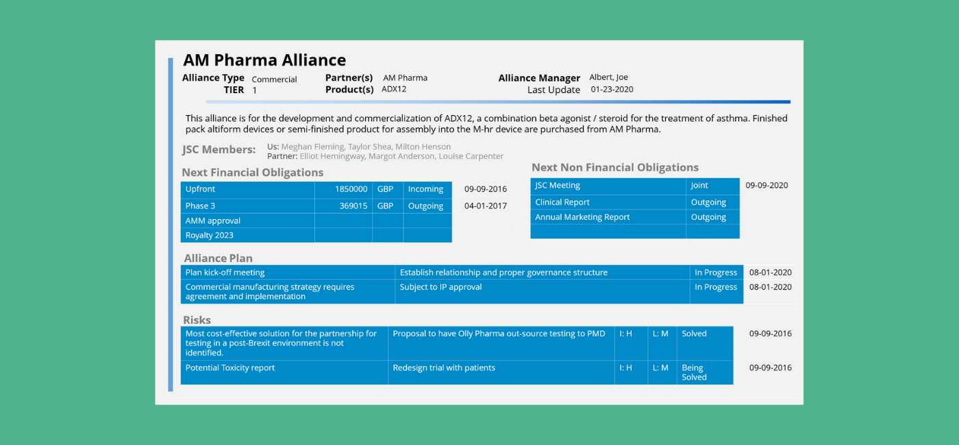 Present and report on your alliances