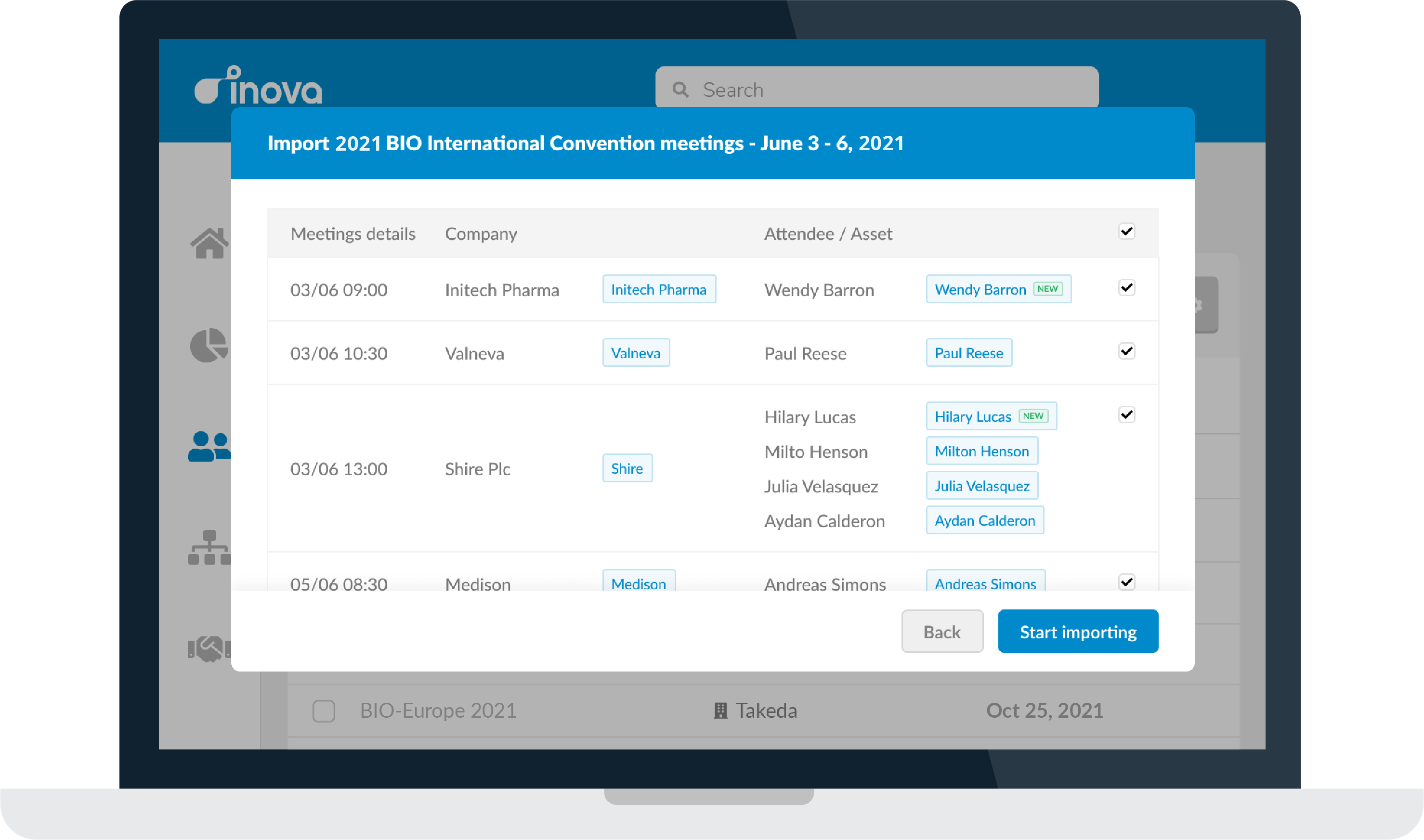 Automatically import your meetings minutes into the Inova Partnering Platform